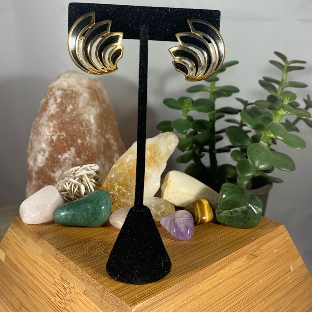 Black and gold vintage earrings